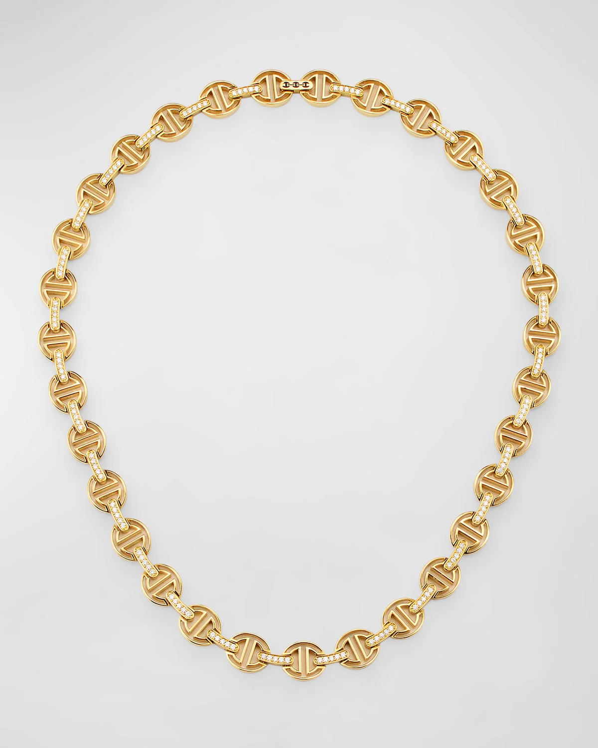 18K Yellow Gold Small MMV Necklace with Diamonds - 1