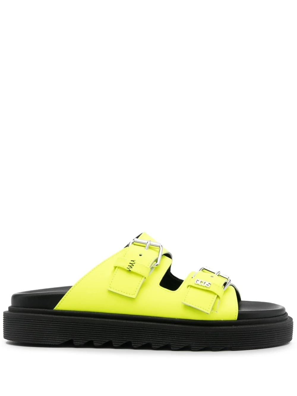 buckle-strap leather slides - 1