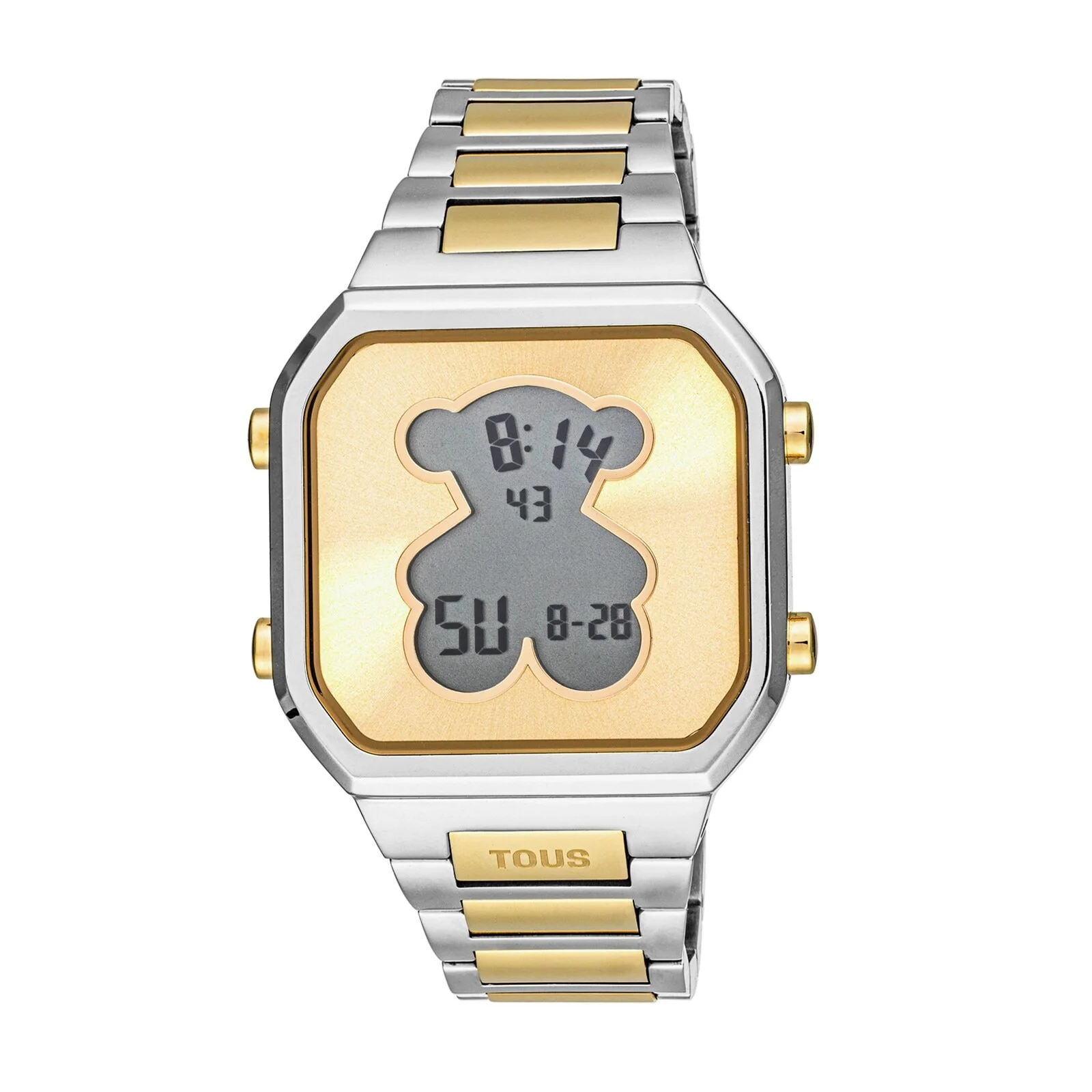 Digital Watch with stainless steel bracelet and gold-colored IPG steel D-BEAR - 1