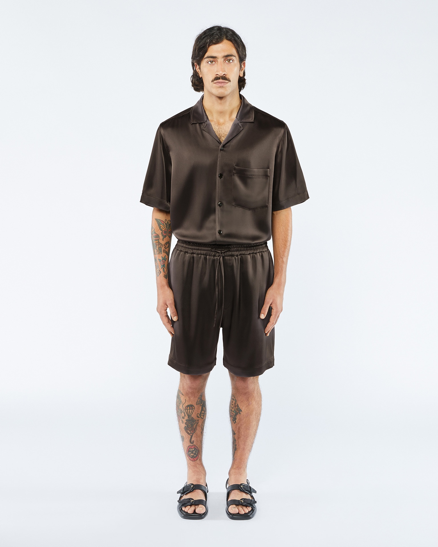 DOXXI - ANEW Satin shorts - Espresso - 2