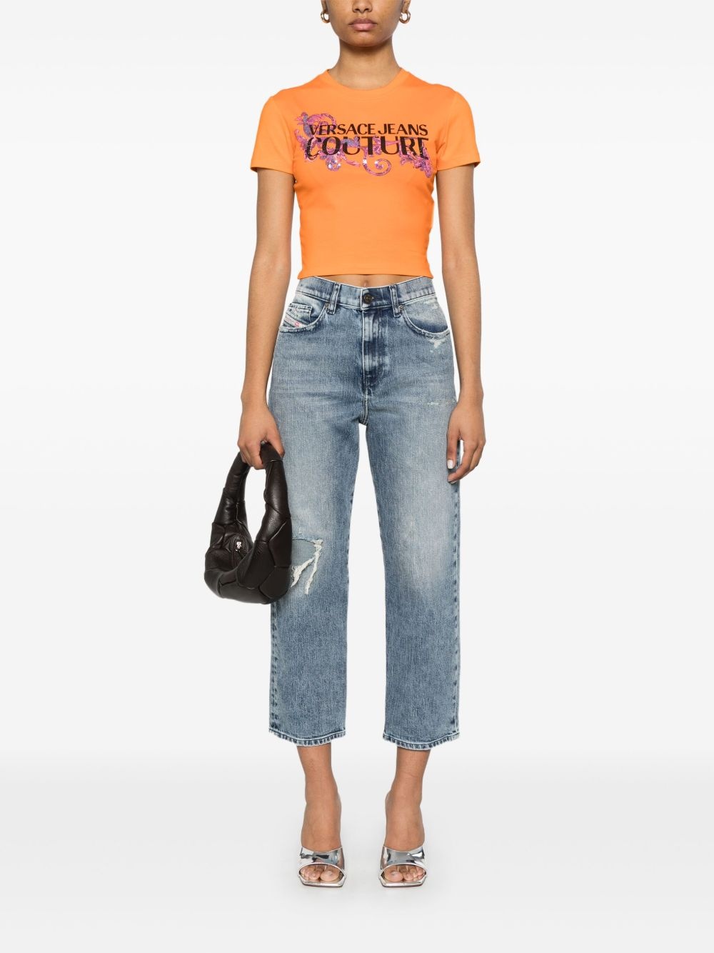 Barocco-print crop top - 2