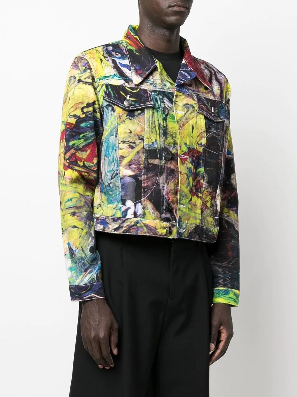 graphic-print biker jacket - 4