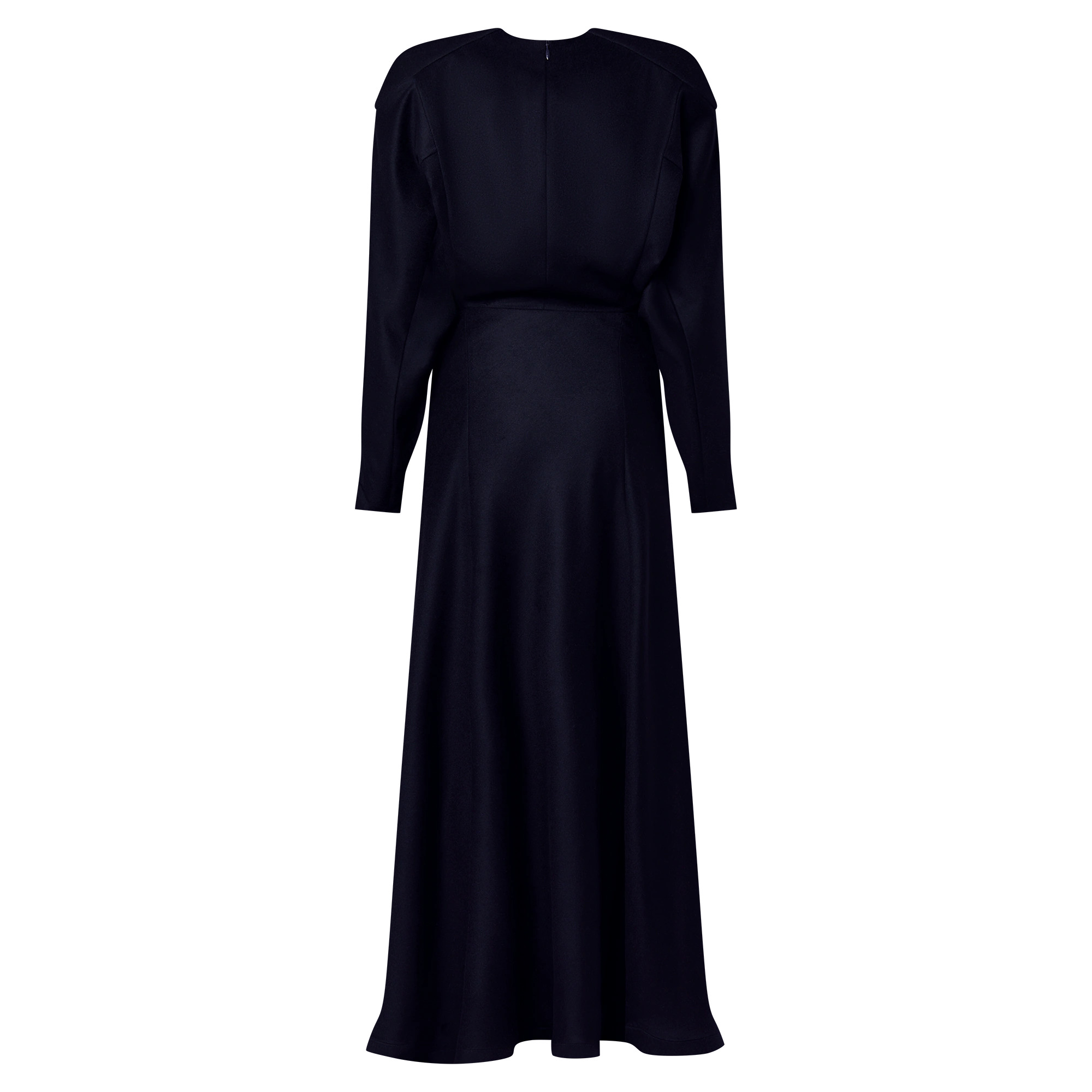 V-Neck Padded Shoulder Dress - 3