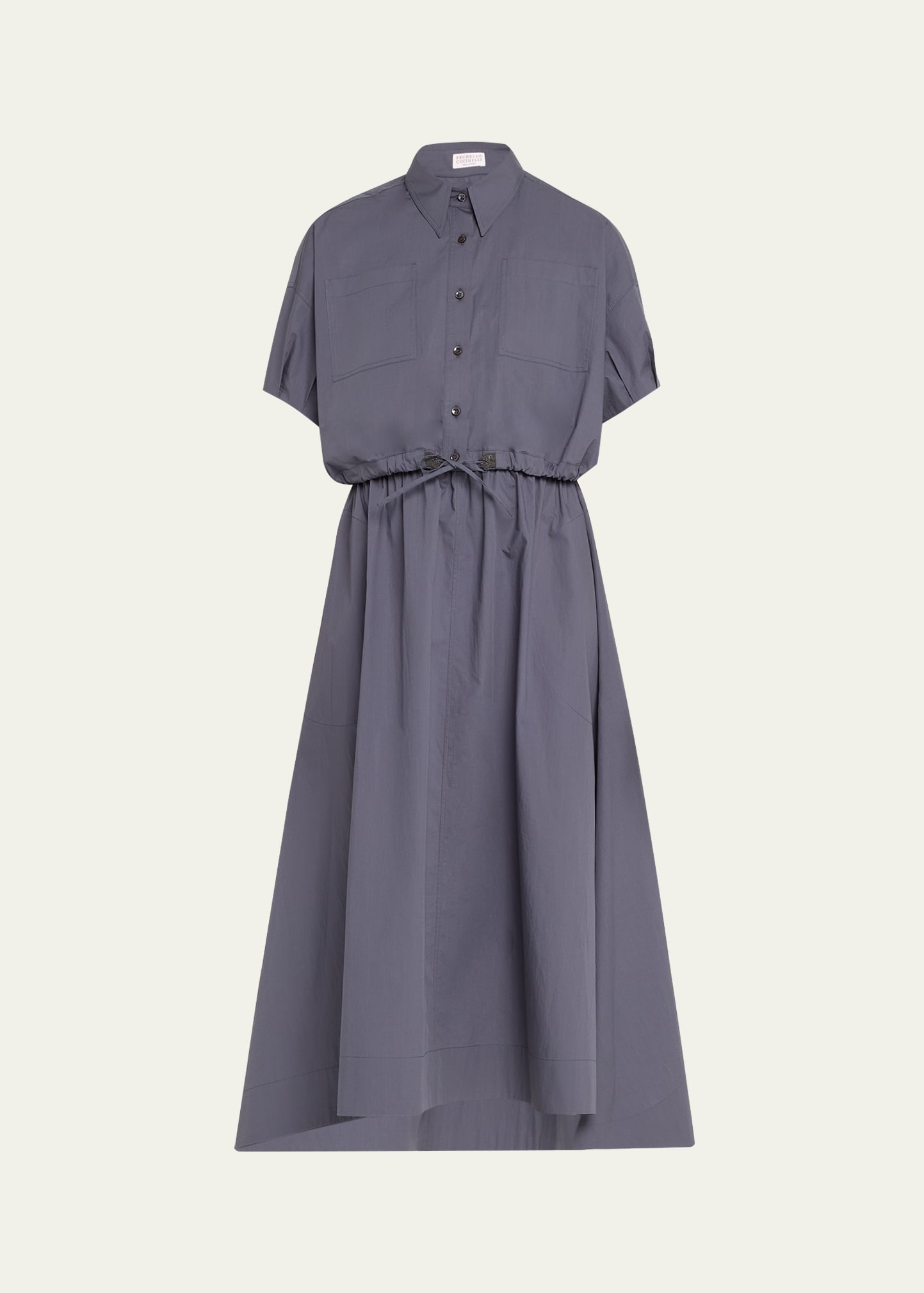 Light-Weight Shirtdress with Fitted Waist and Monili Loop Detail - 1
