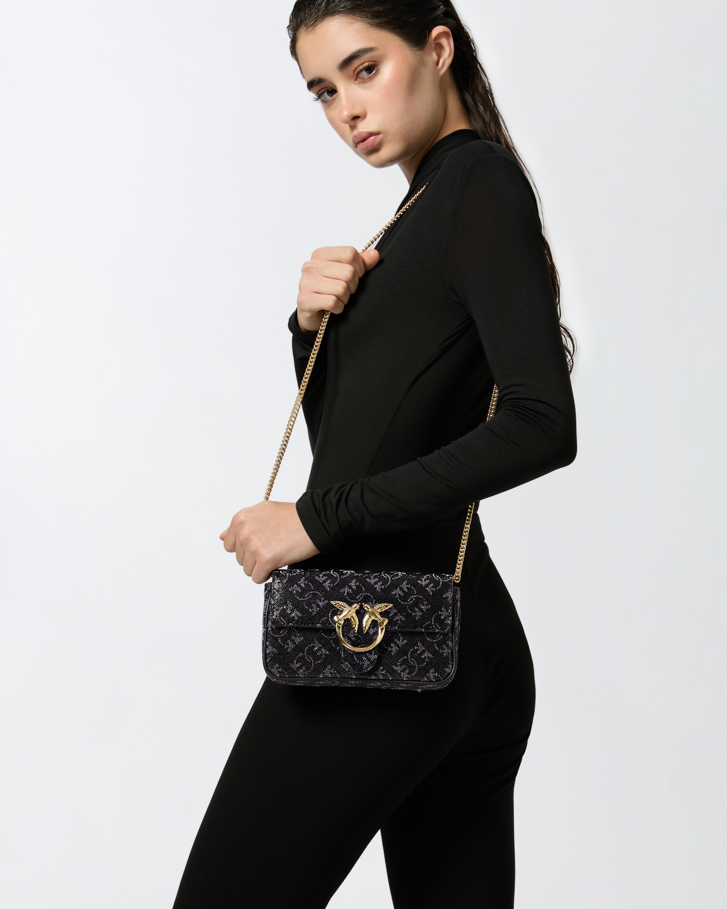 LOVE BAG WITH RHINESTONES AND REMOVABLE SHOULDER STRAP - 6