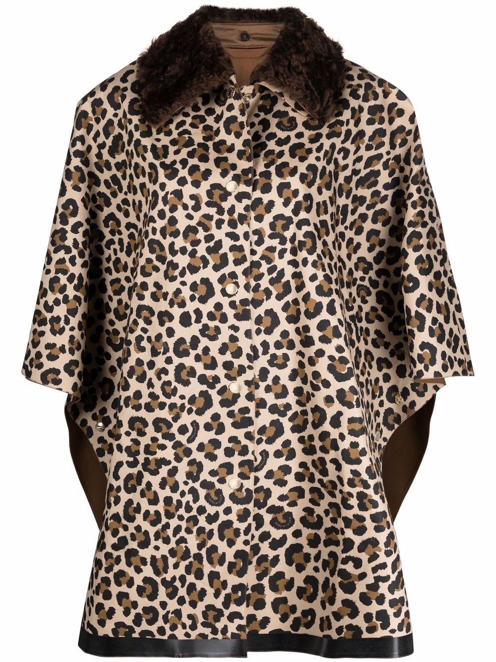 reversible leopard-print cape coat - 1