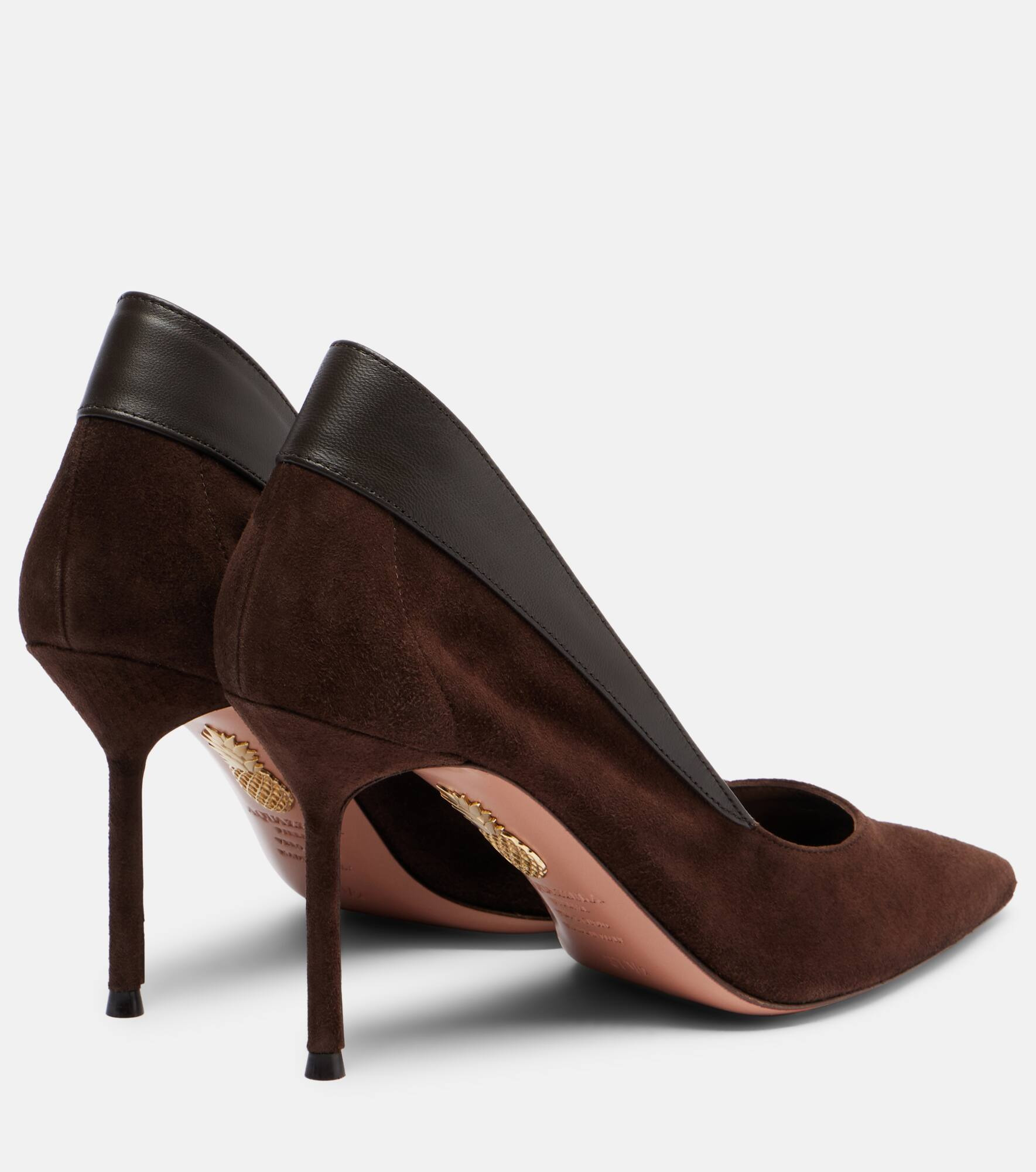 Guanto 85 leather-trimmed suede pumps - 2