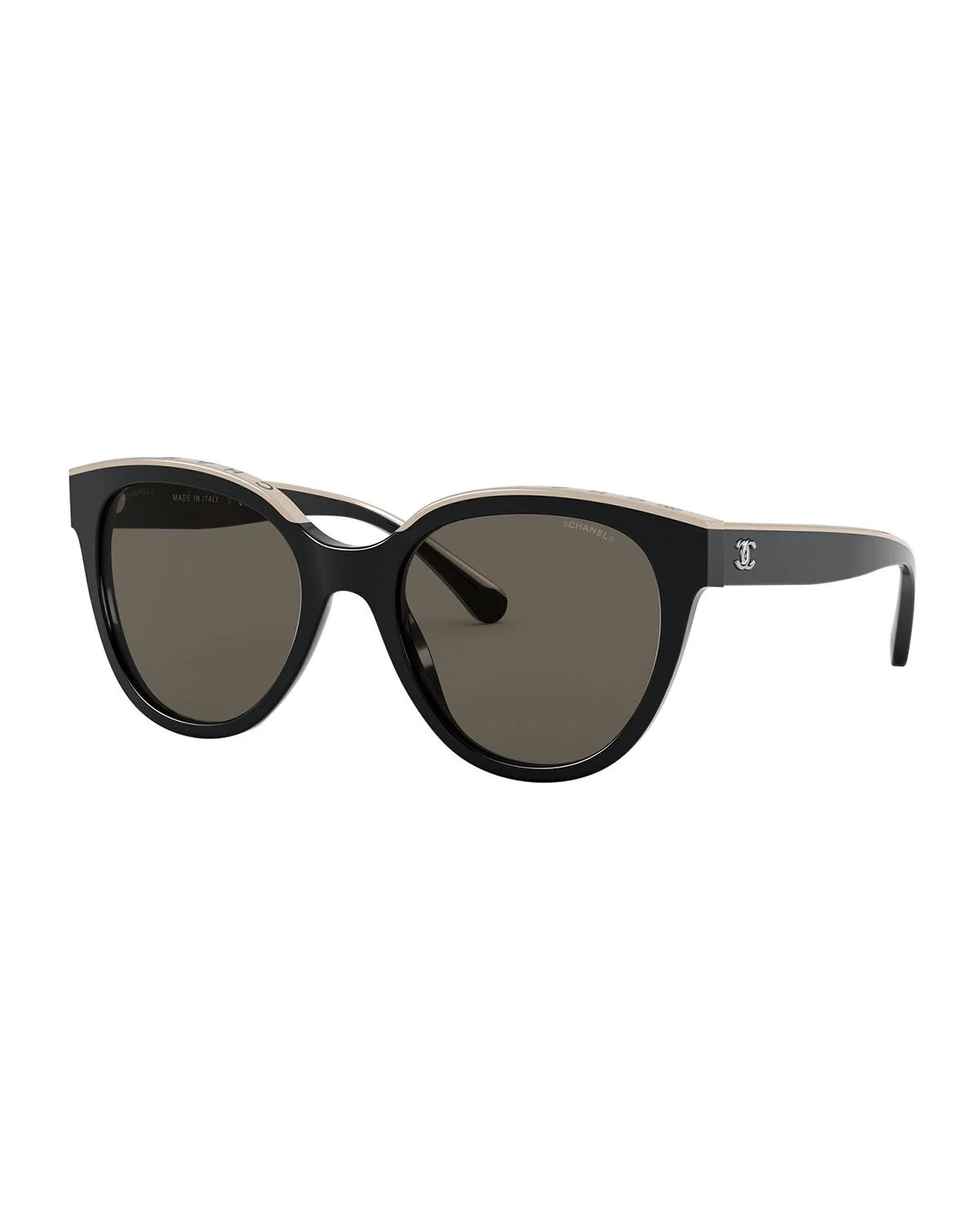 Oversized Round Acetate Polarized Sunglasses, Tortoiseshell - 1
