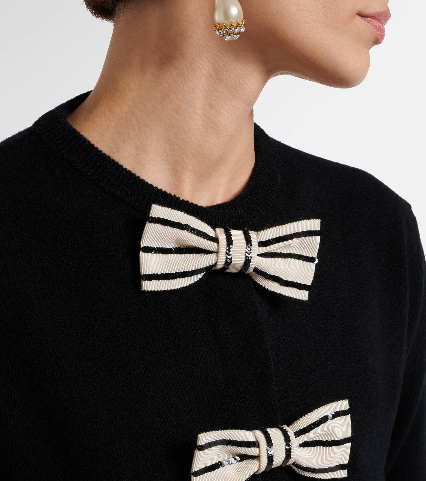 Bow-detail virgin wool cardigan - 4