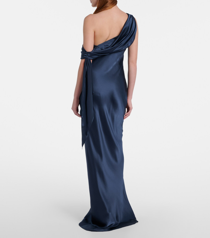 Draped one-shoulder silk charmeuse gown 3