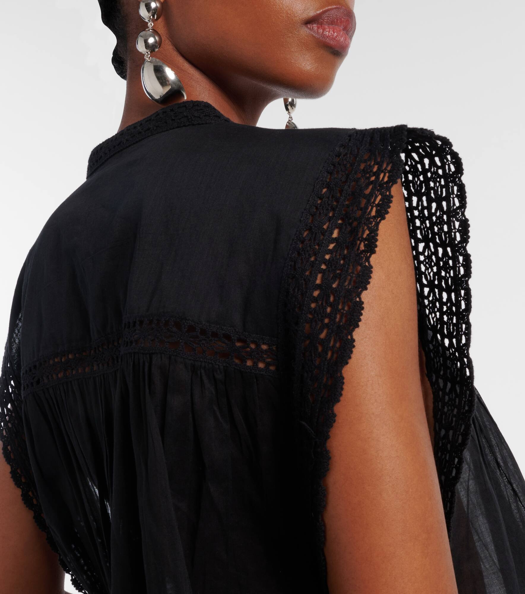 Grecia lace-trimmed cotton blouse - 5