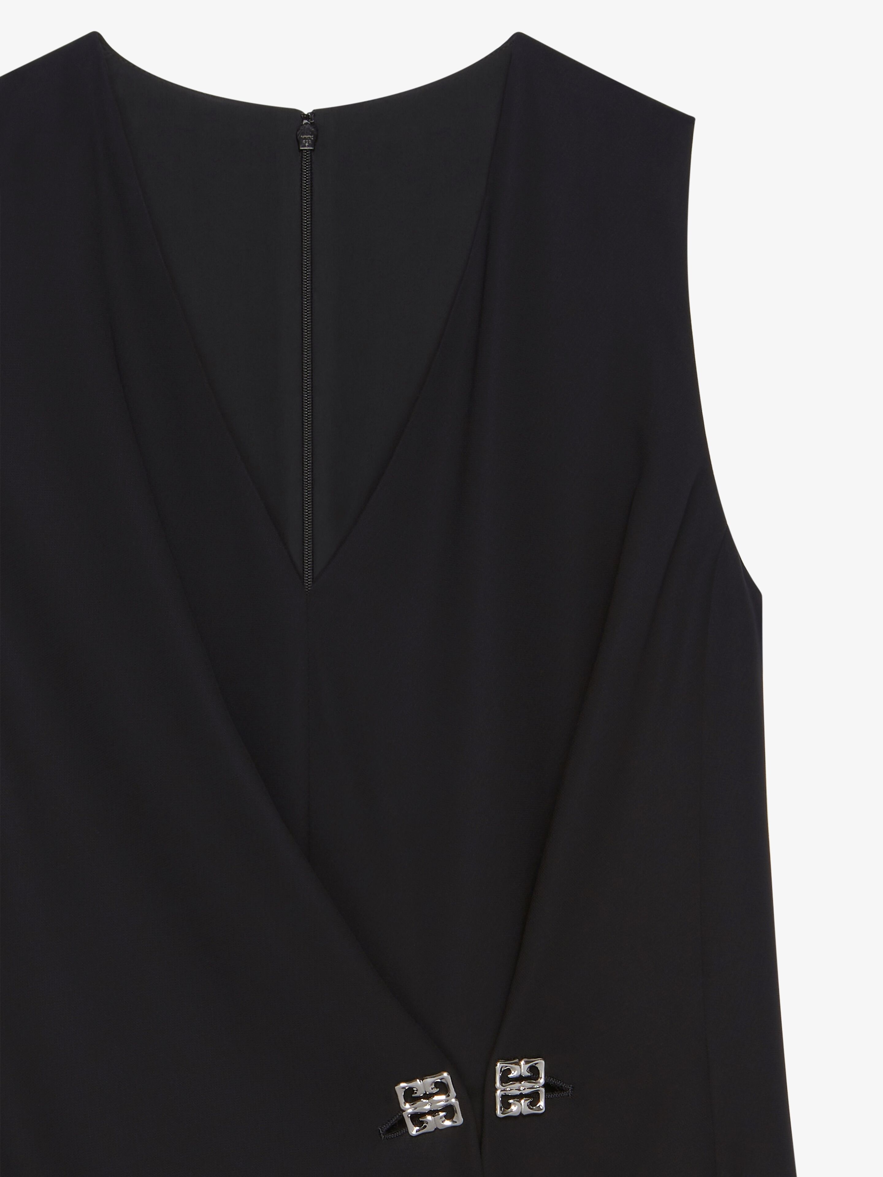 DRESS WITH 4G DETAIL AND PLEATED EFFECT IN CREPE SATIN - 5
