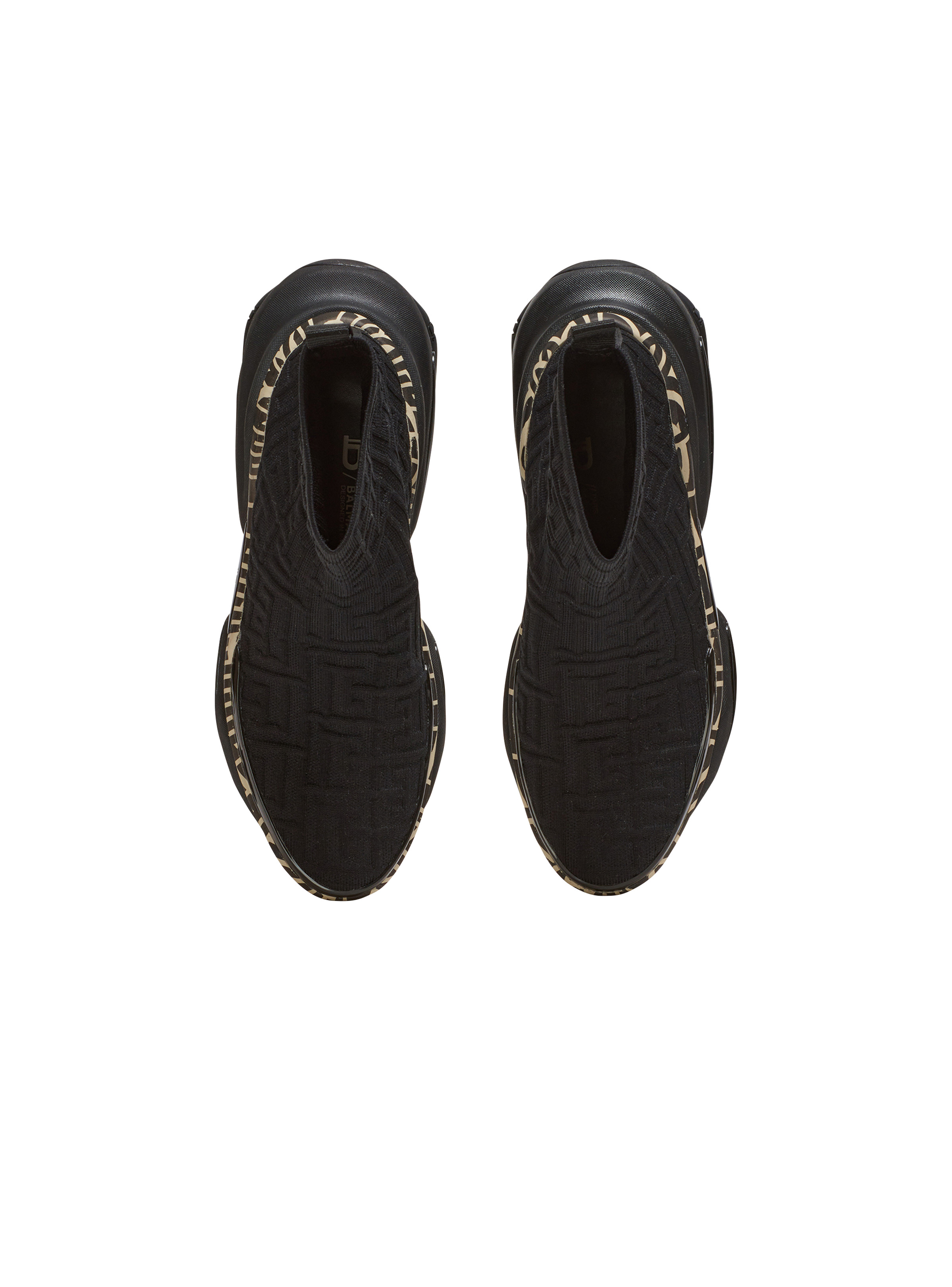 B-Bold knit high-top trainers with Balmain monogram - 3