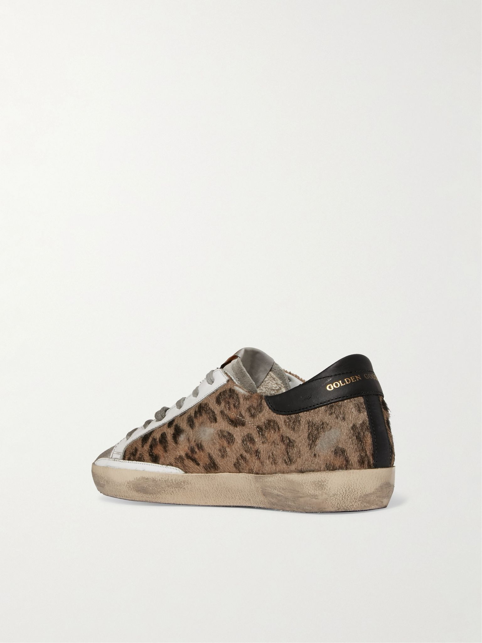Superstar distressed leopard-print calf hair, leather and suede sneakers Leopard print - 3