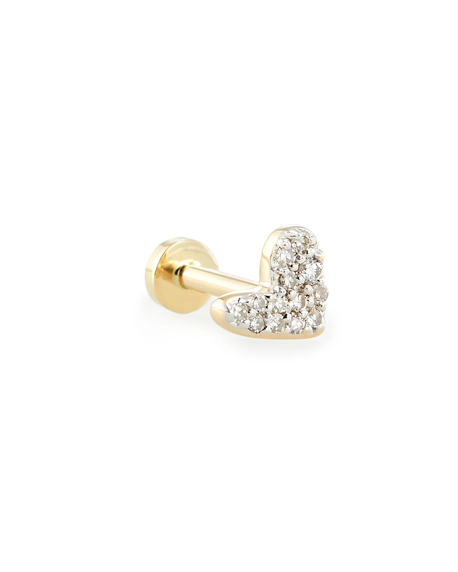 Heart Mini 14k Yellow Gold Single Stud Earring in White Diamond - 1