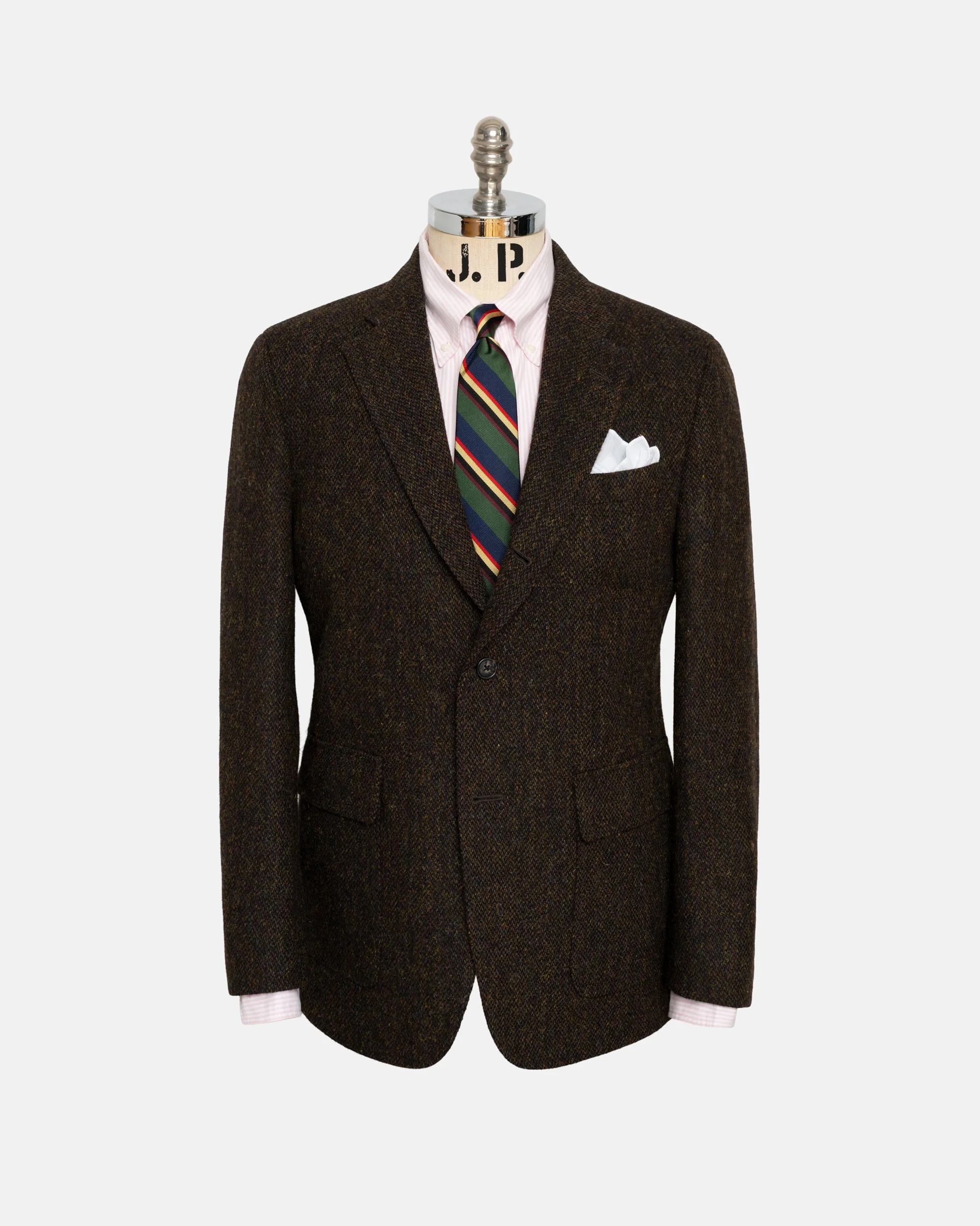 MADE-IN-CANADA BROWN MARL HARRIS TWEED SPORT COAT - 1