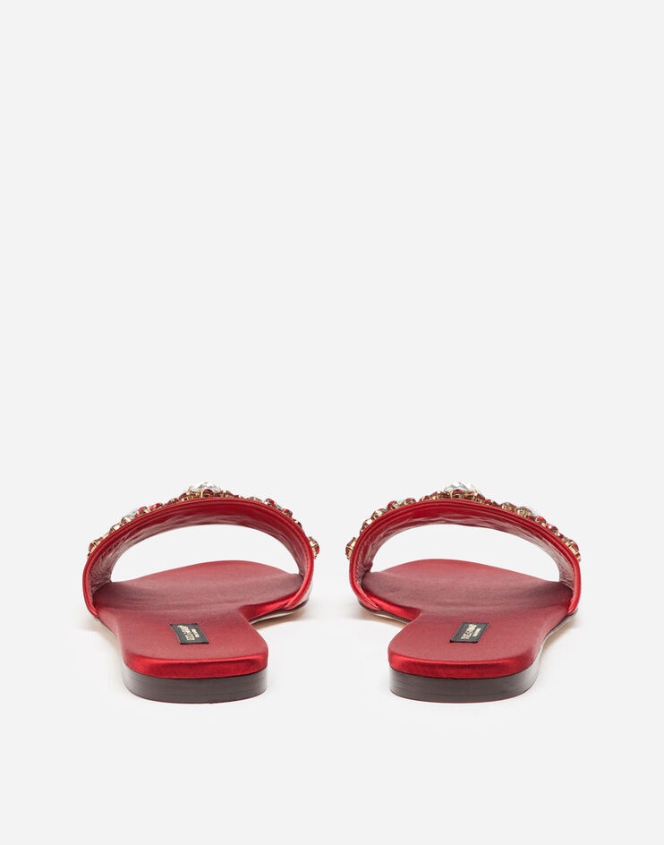 Crocodile flank leather sliders with bejeweled embellishment - 3