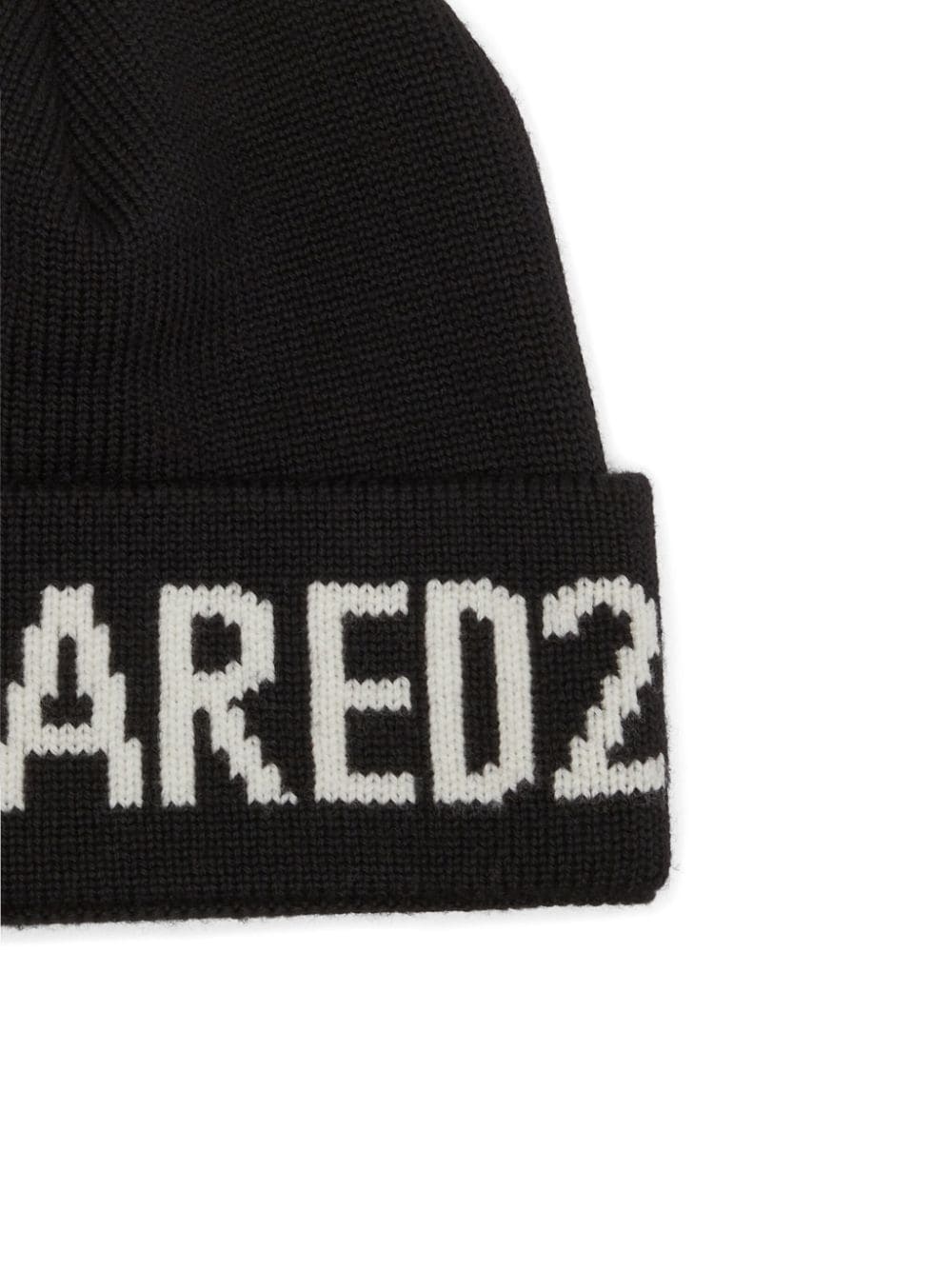 intarsia-logo wool beanie - 3