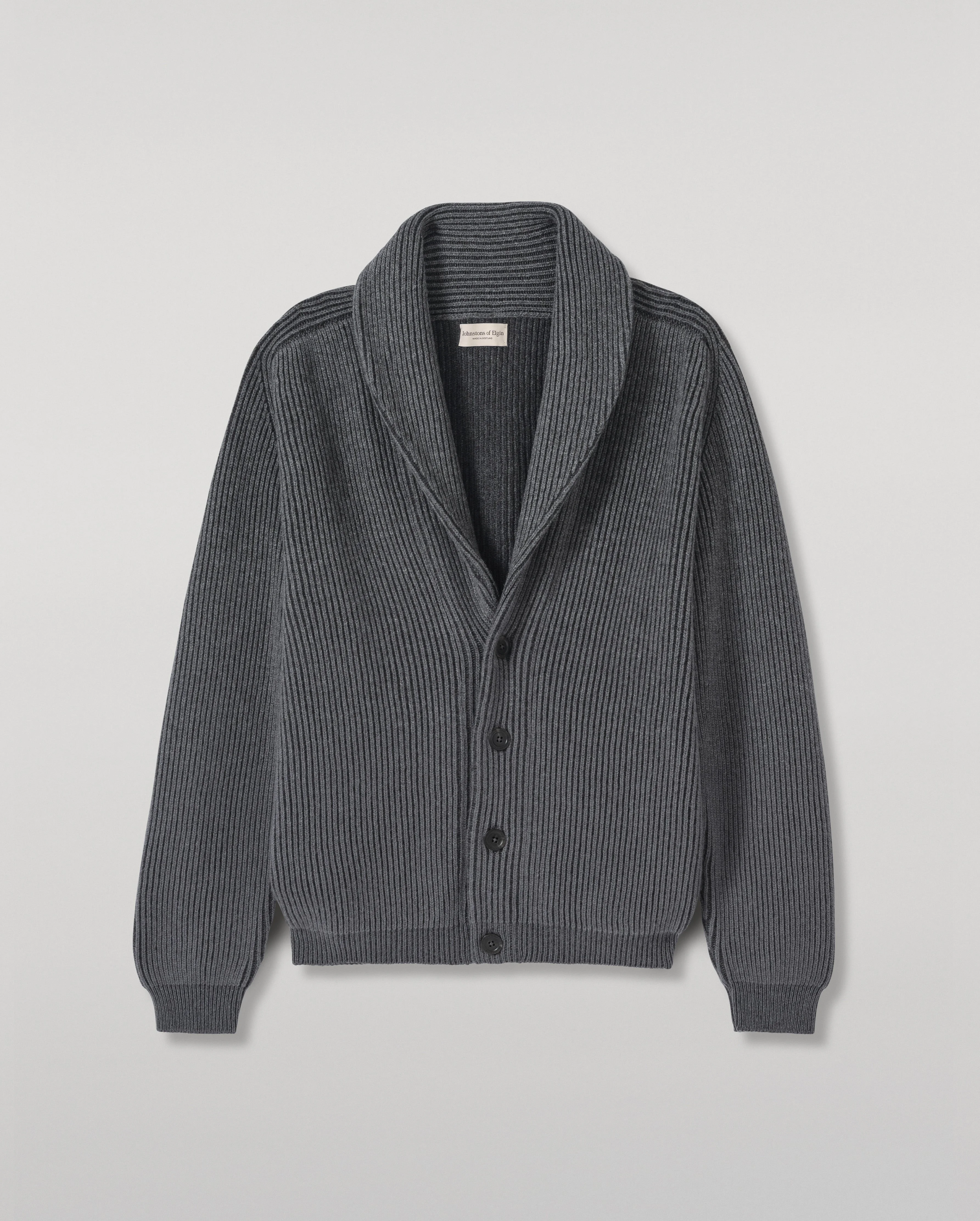 Pioneer Grey Shawl Collar Cashmere Cardigan - 1