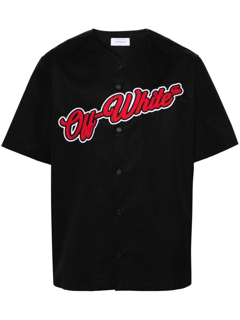 logo-embroidered cotton shirt 1