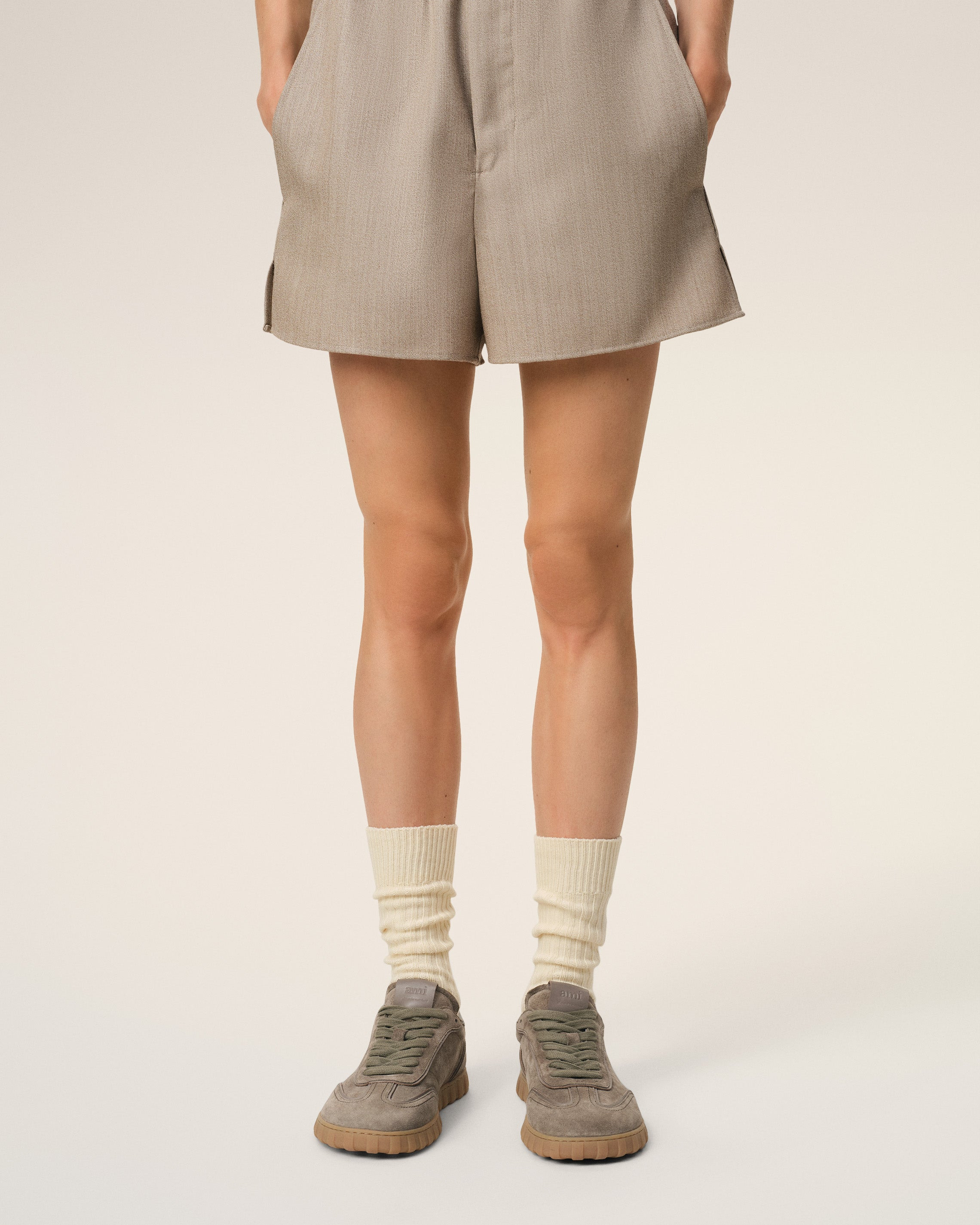 BEIGE LEATHER LOW TOP STEP SNEAKERS - 2
