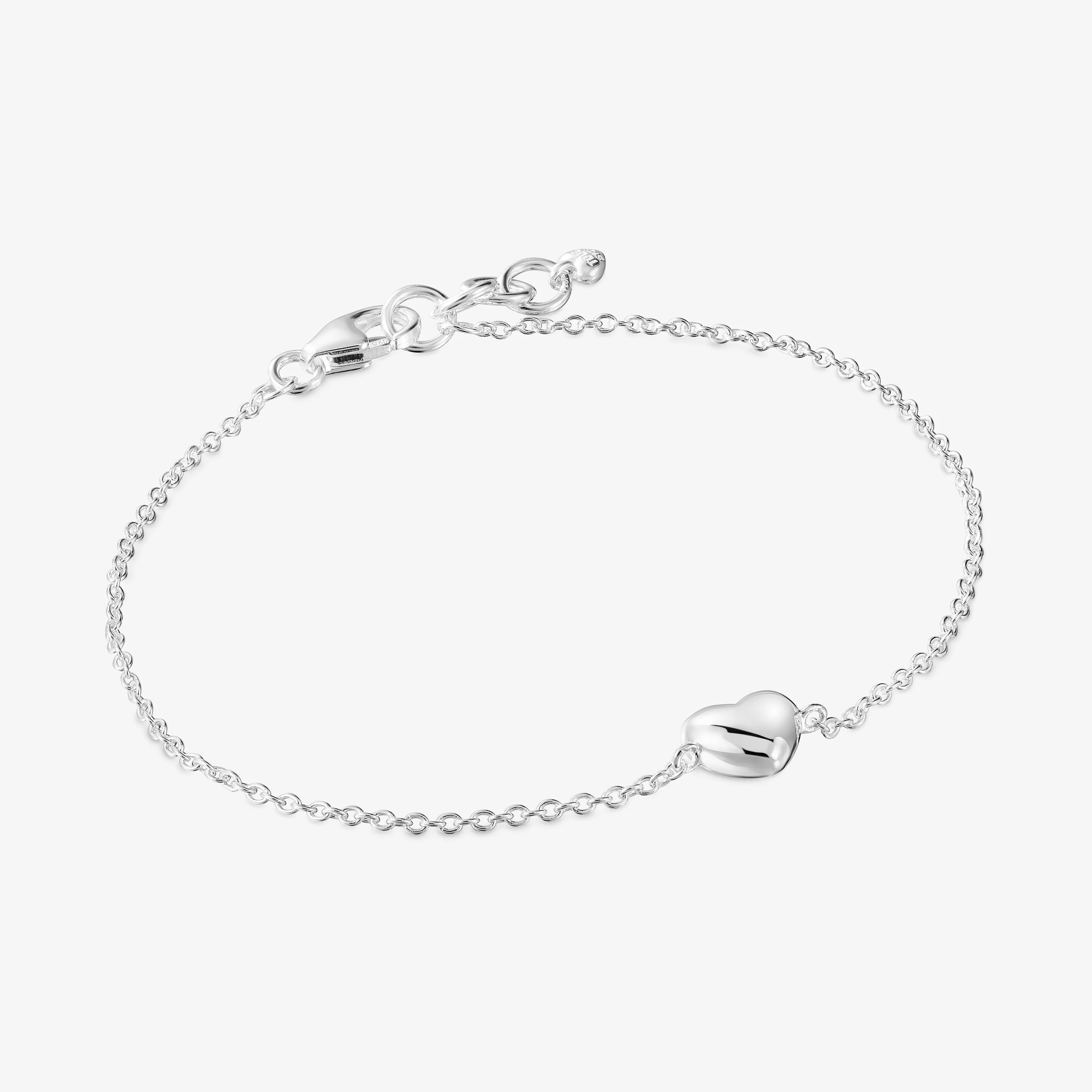 Silver heart motif Chain Bracelet Garden of Love - 1