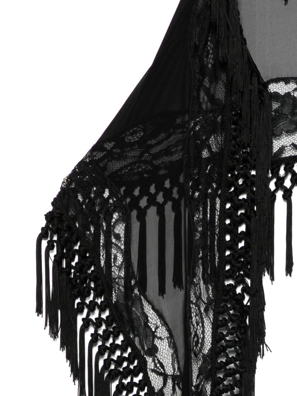 lace-trimmed fringe scarf - 3