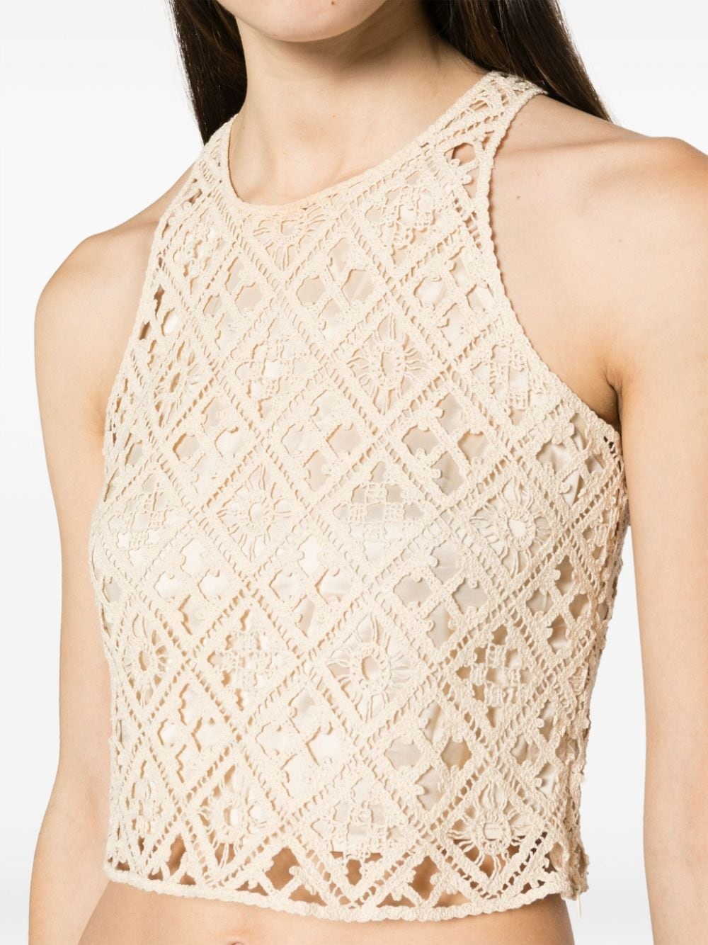 crochet-knit cropped tank ntop - 5