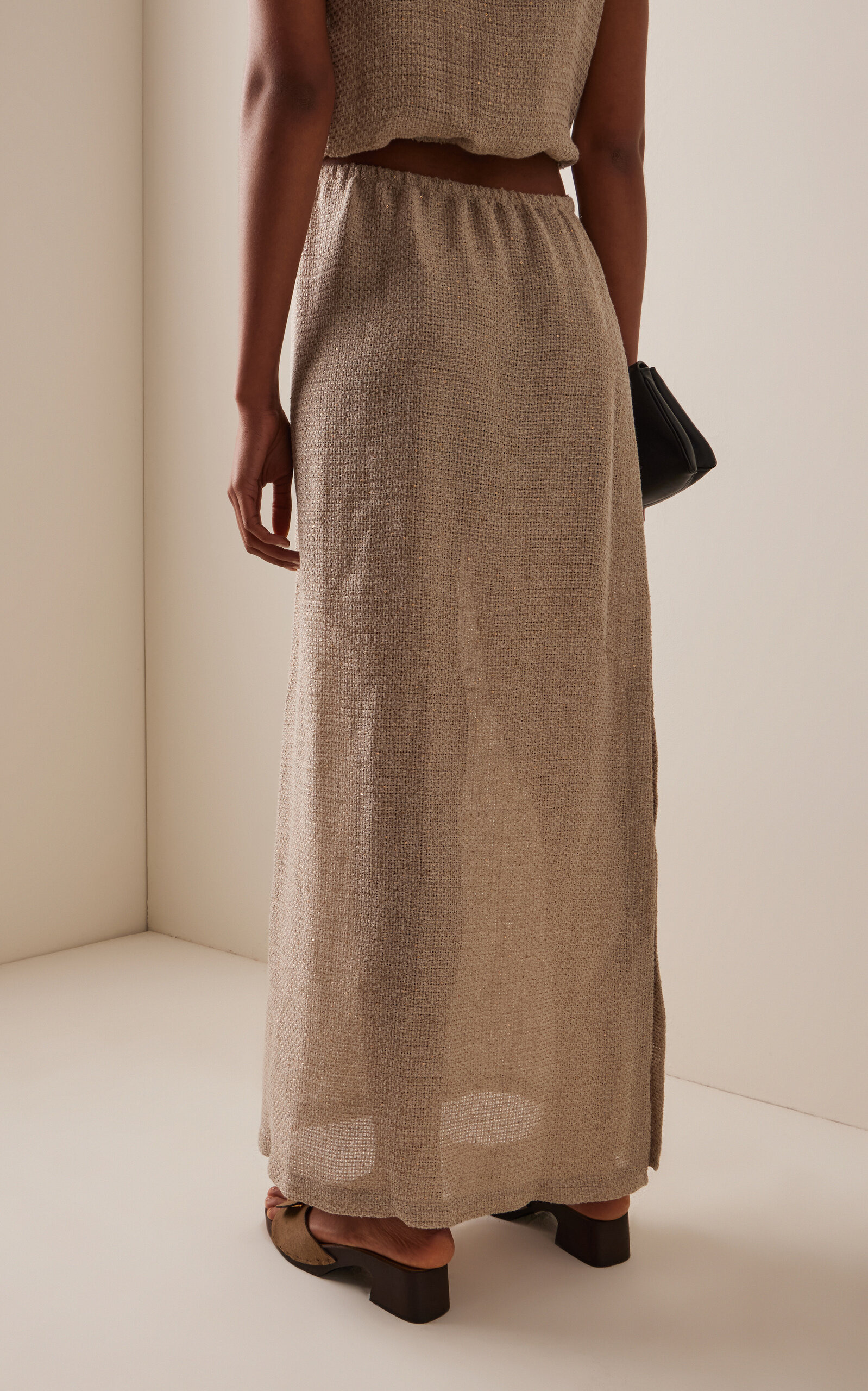 Stella Sequined Linen-Blend Maxi Skirt neutral - 4