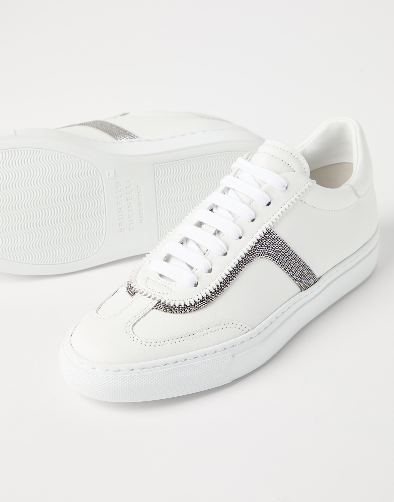 Brunello Cucinelli M0H38A5313C2925 関税送料込 Brunello Cucinelli Calfskin sneakers with precious detail