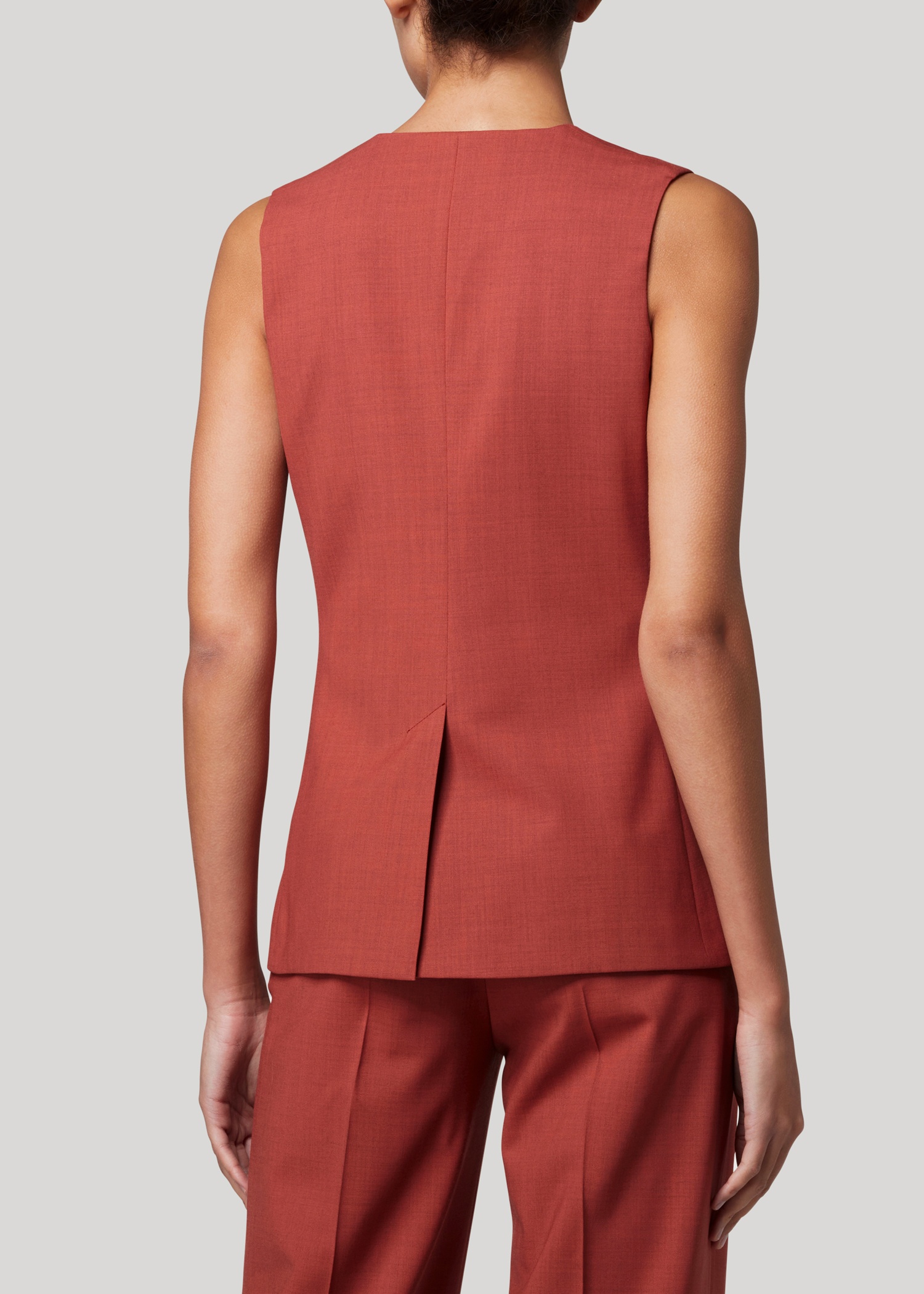 Women's Terracotta Overdyed Wool Waistcoat - 2