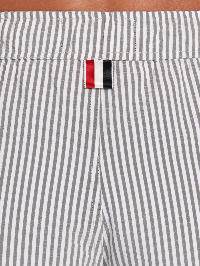 Medium Grey Poly-nylon Seersucker Drawcord Waist Swim Short 6