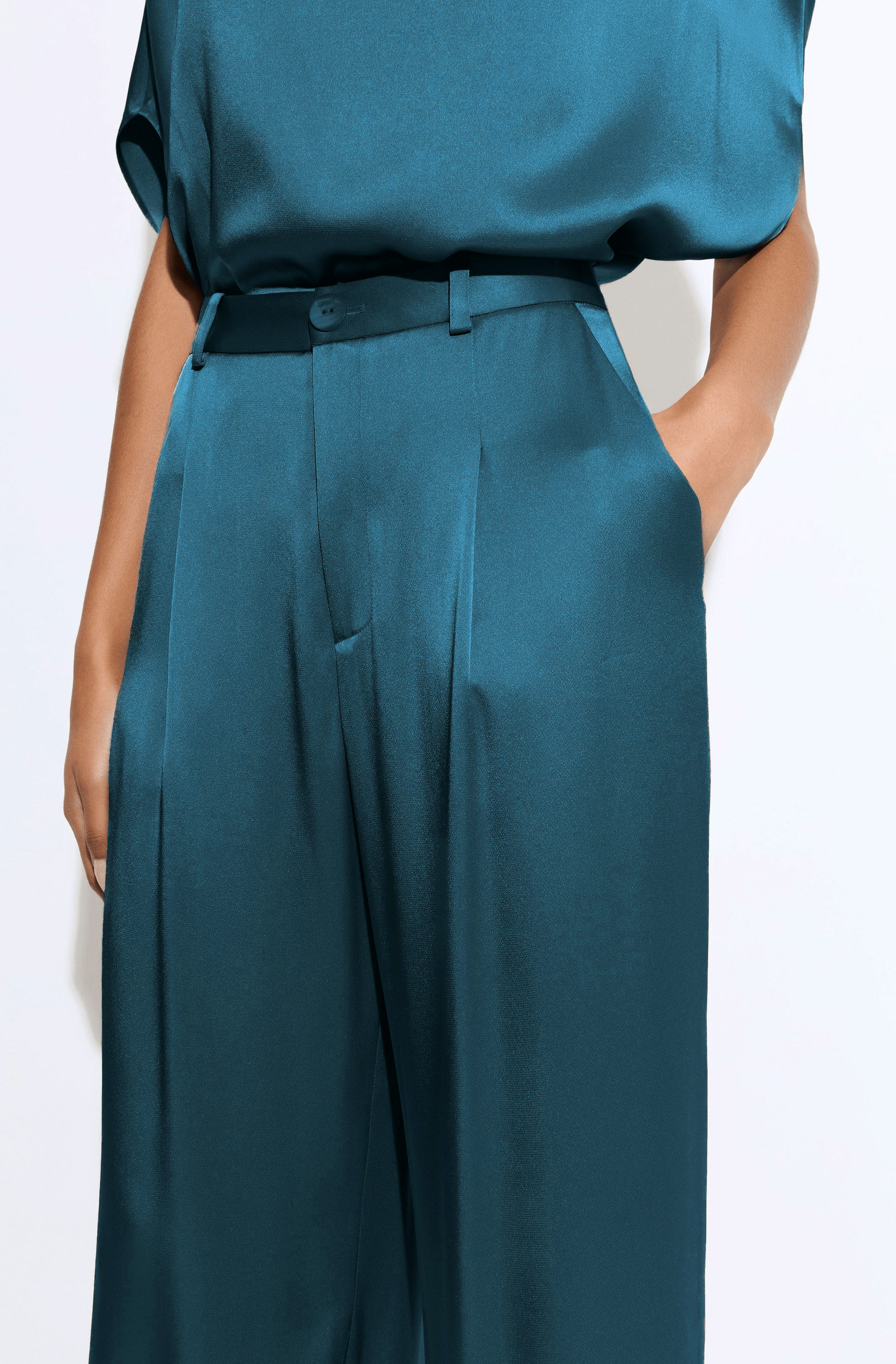 Satin Relaxed Pleated Pant - 4