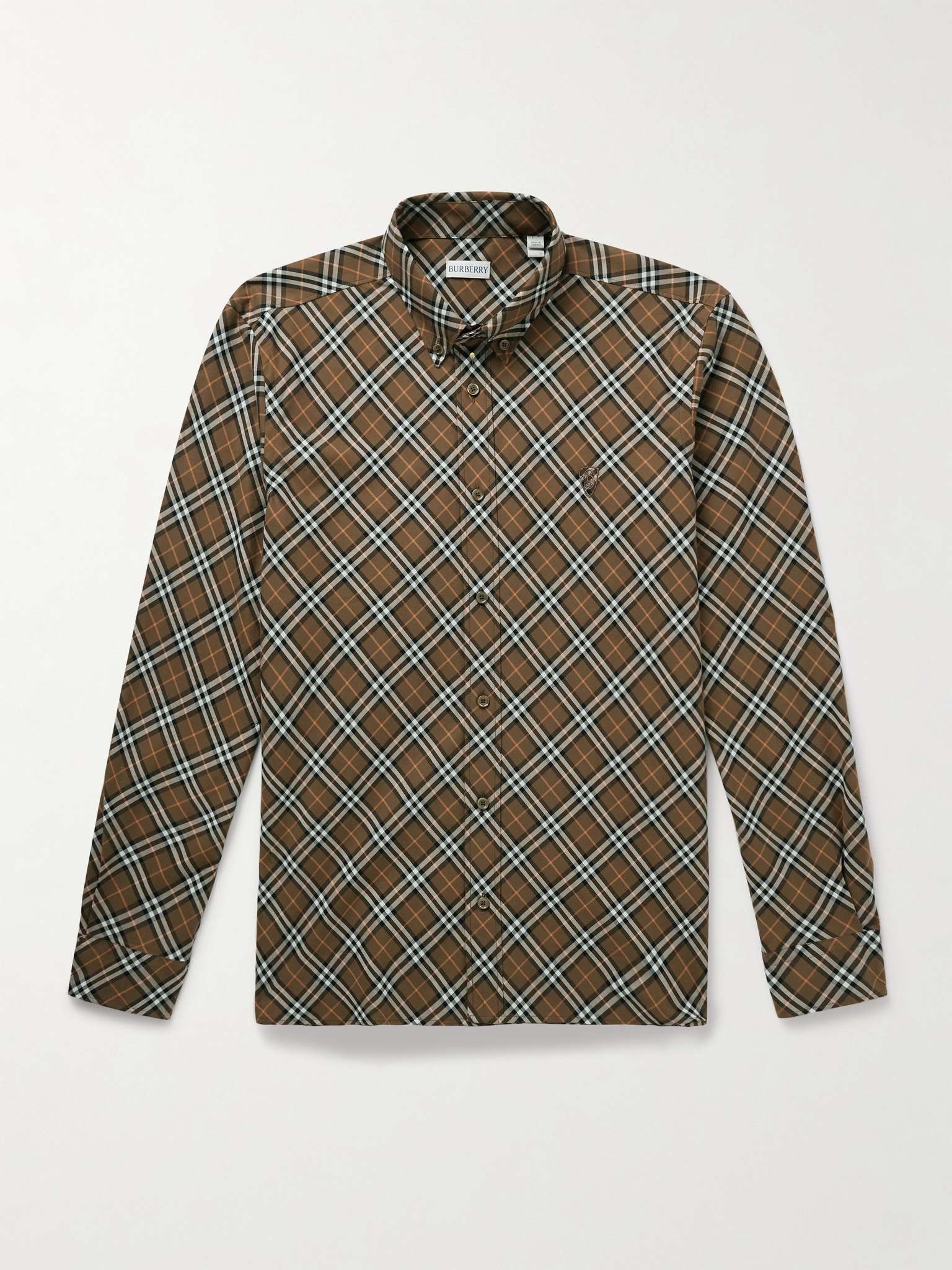 Button-Down Collar Logo-Embroidered Checked Cotton-Flannel Shirt - 1