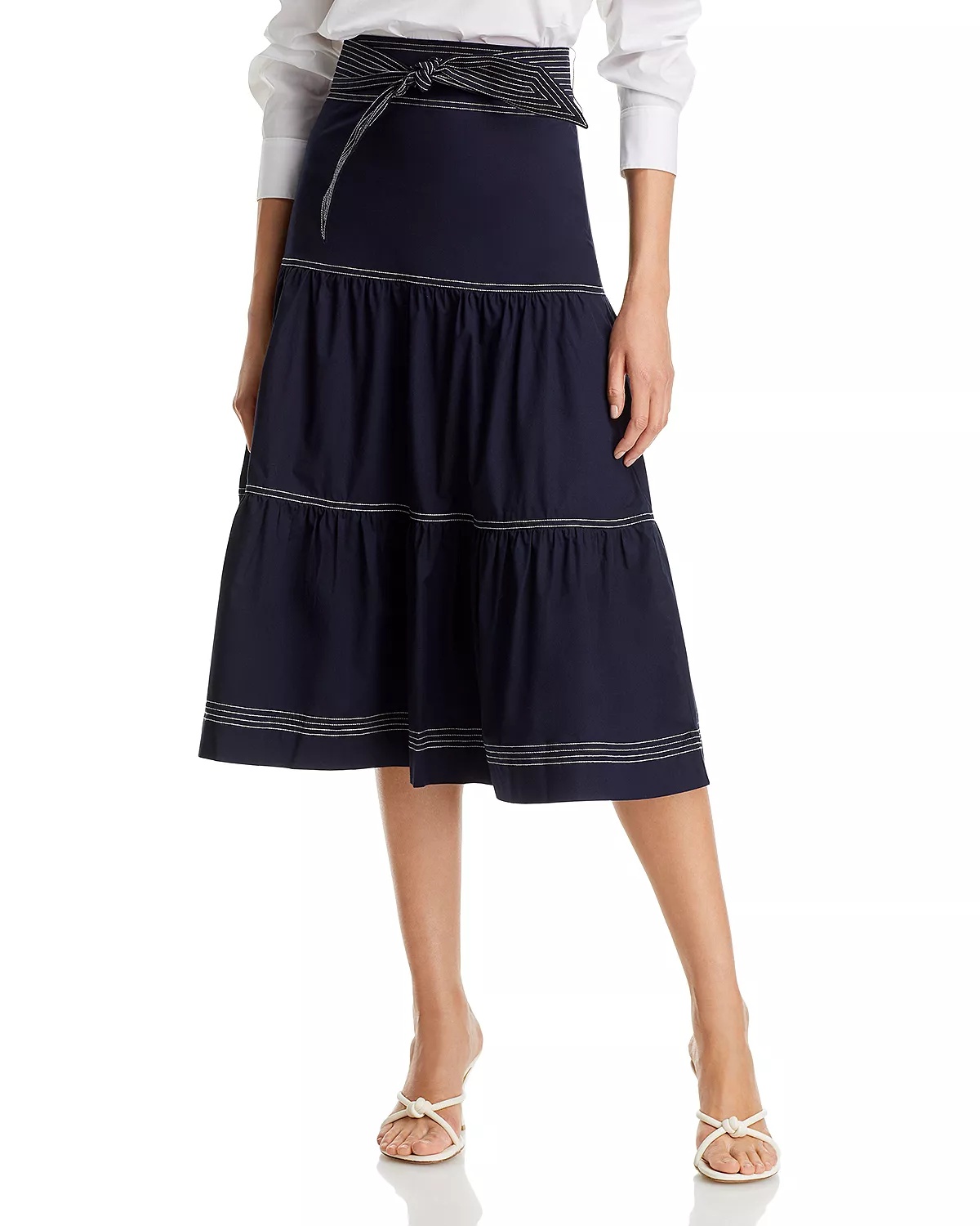 Armida Belted Tiered Midi Skirt - 1