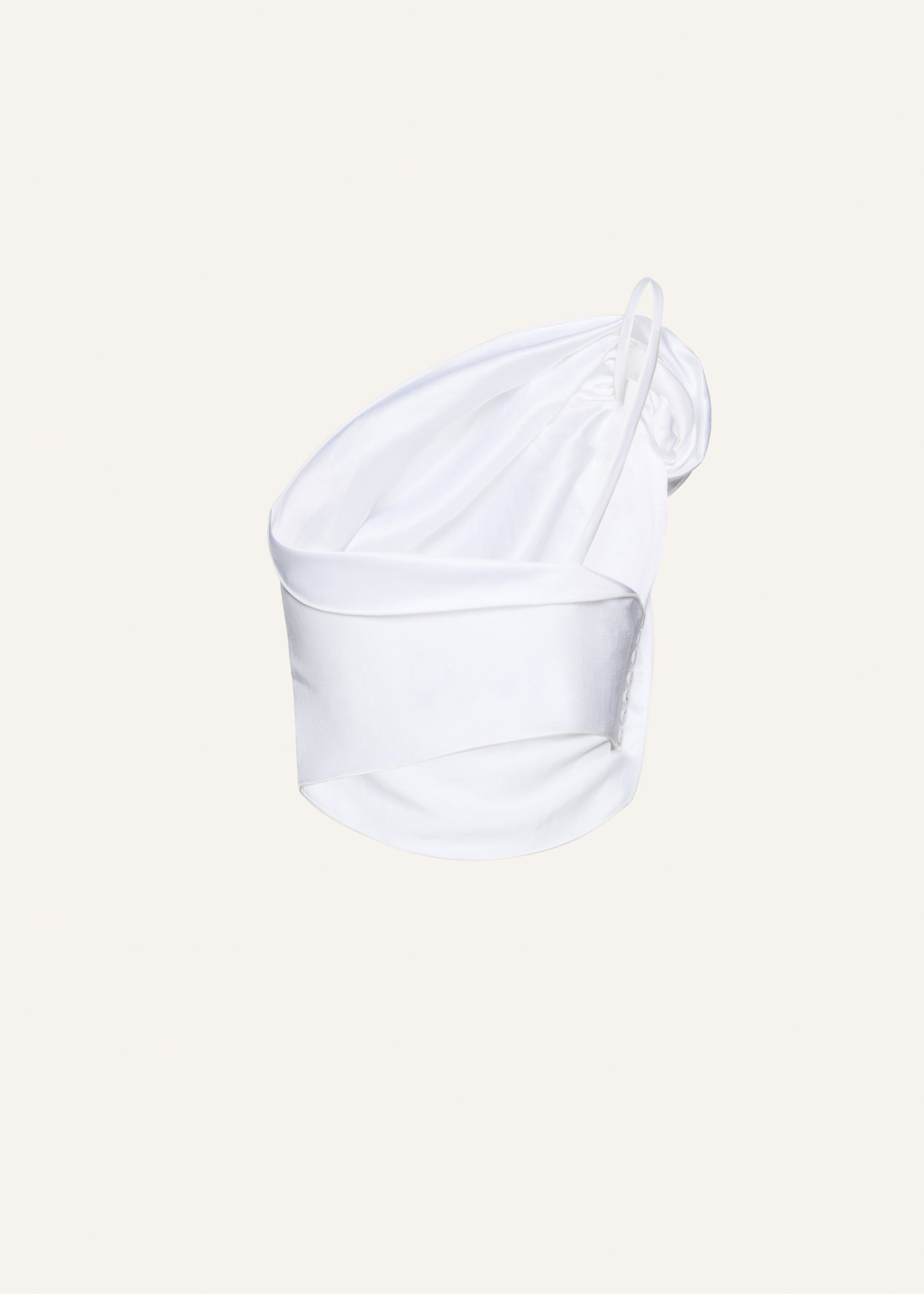 One shoulder draped top in white - 2