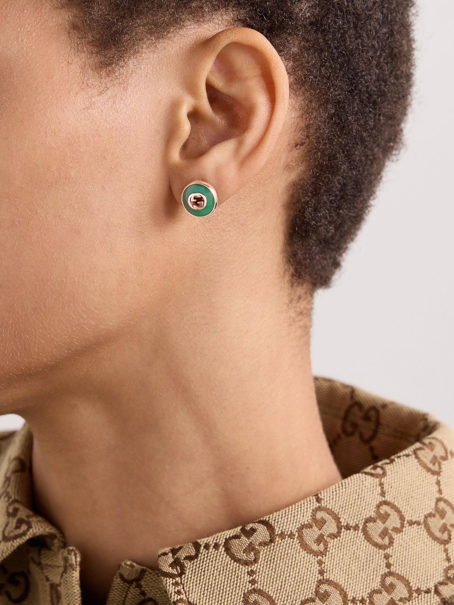 18-karat rose gold agate earrings Green - 2