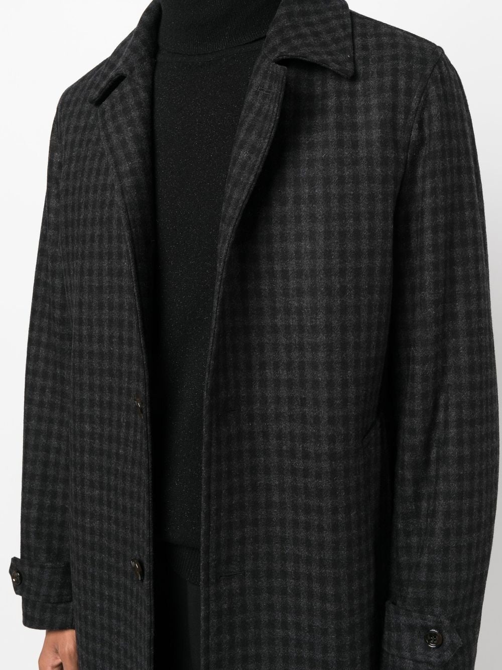 checked mid-length coat - 5