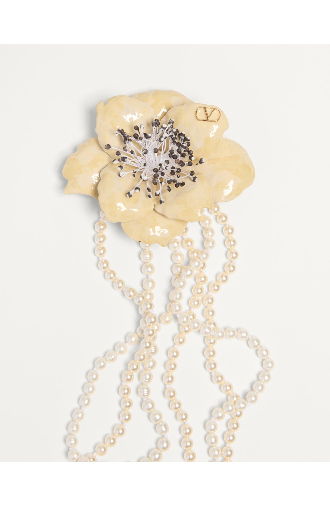 Valentino Garavani Flower Faux Pearl Necklace in Cream Multi at Nordstrom - 5