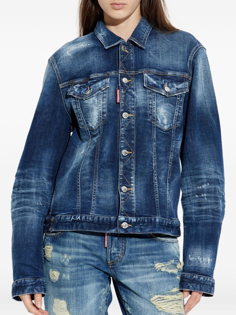 distressed denim jacket - 3