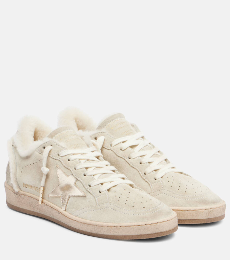 Ball Star shearling-trimmed suede sneakers 1