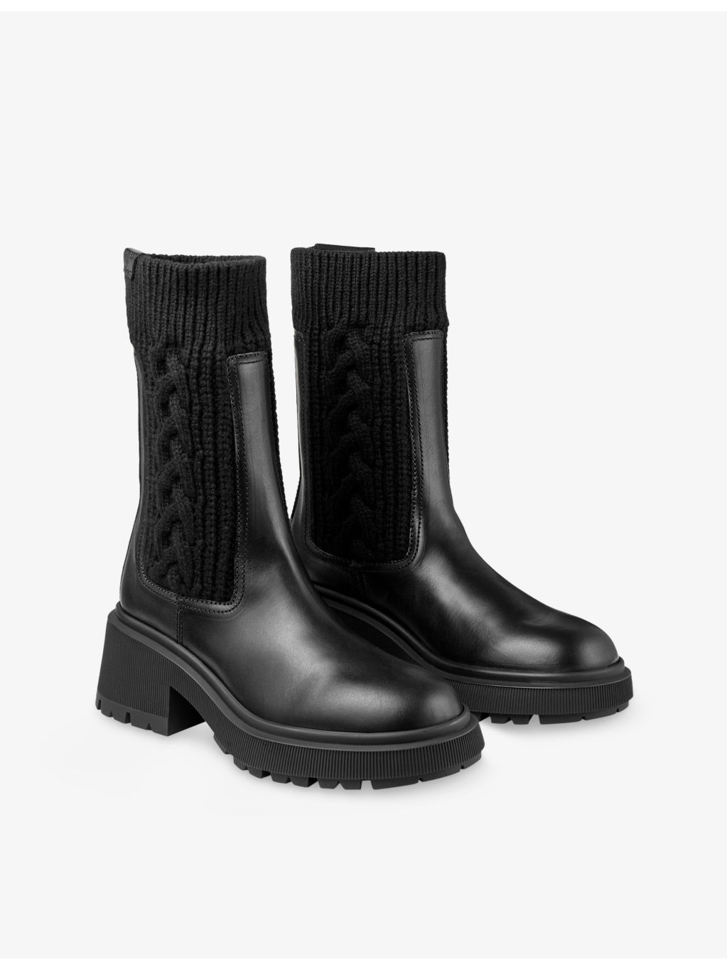 Tamia Knitted And Leather Calf Boots - 3