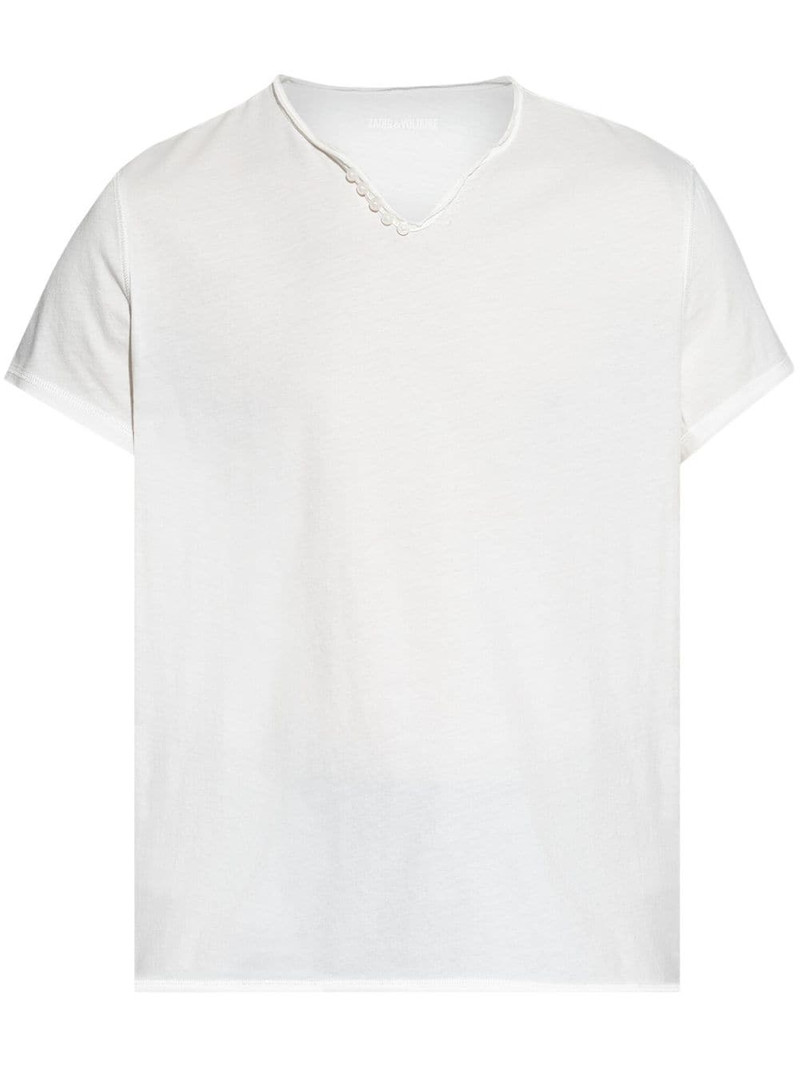 Henley-neck 코튼 티셔츠 1