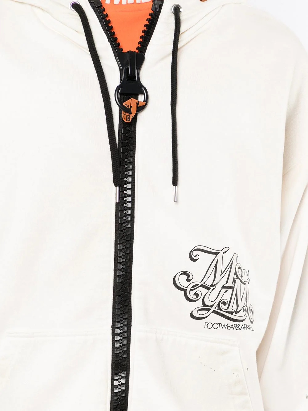 slogan-print hooded zipper - 5