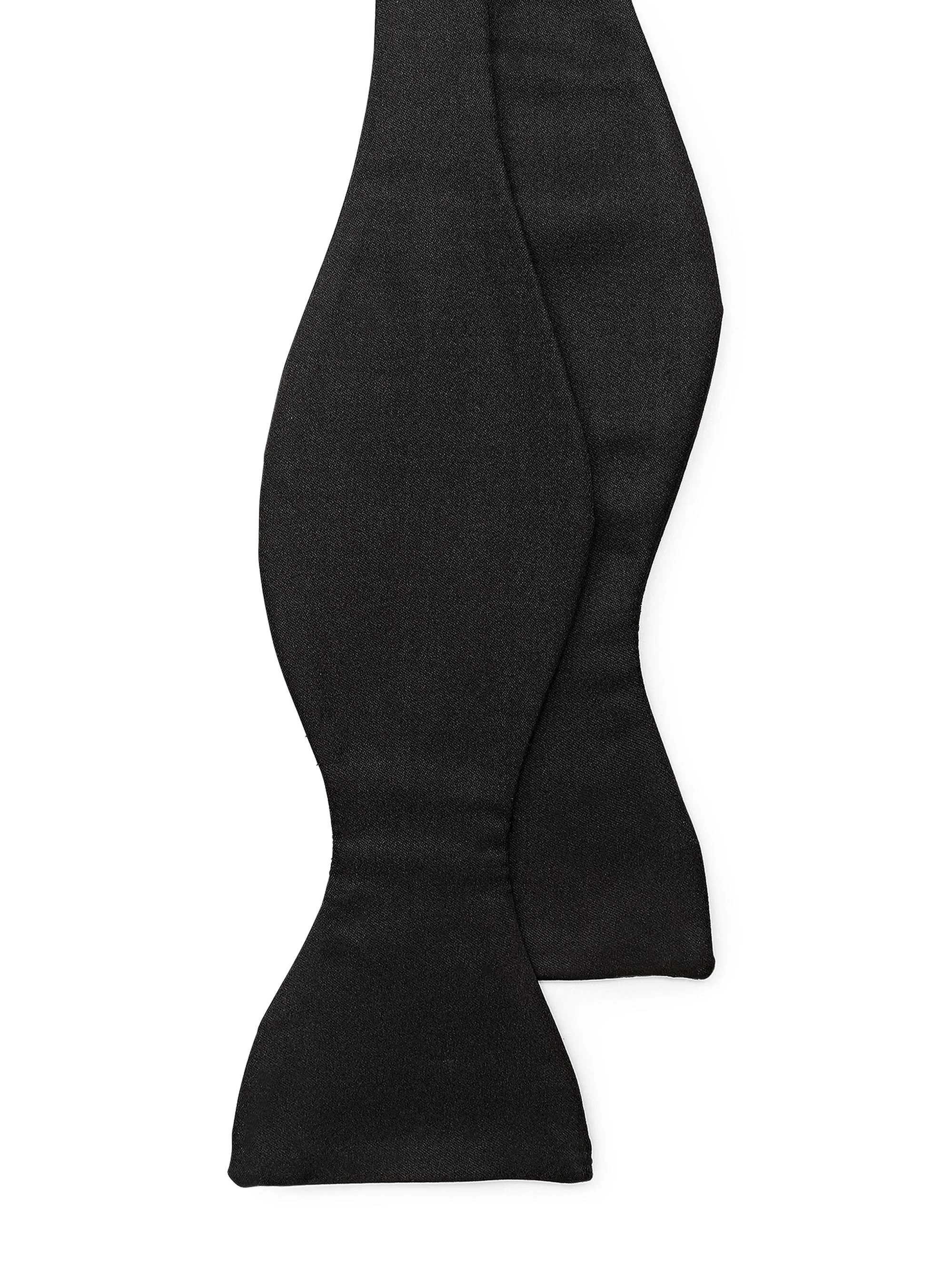 Men's Silk Satin Bow Tie - Black - 1