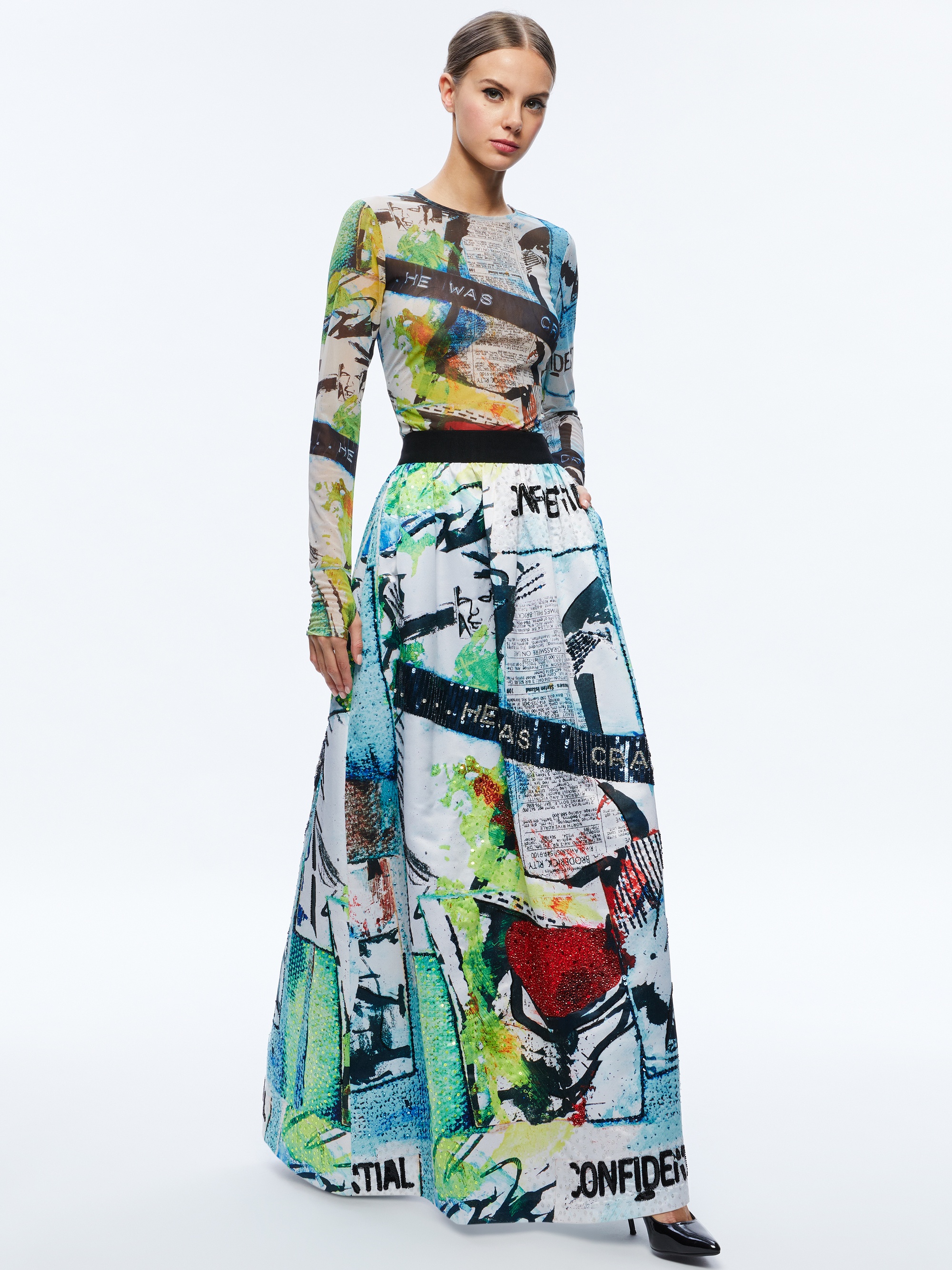 A+O X BASQUIAT TINA EMBELLISHED MAXI SKIRT - 6