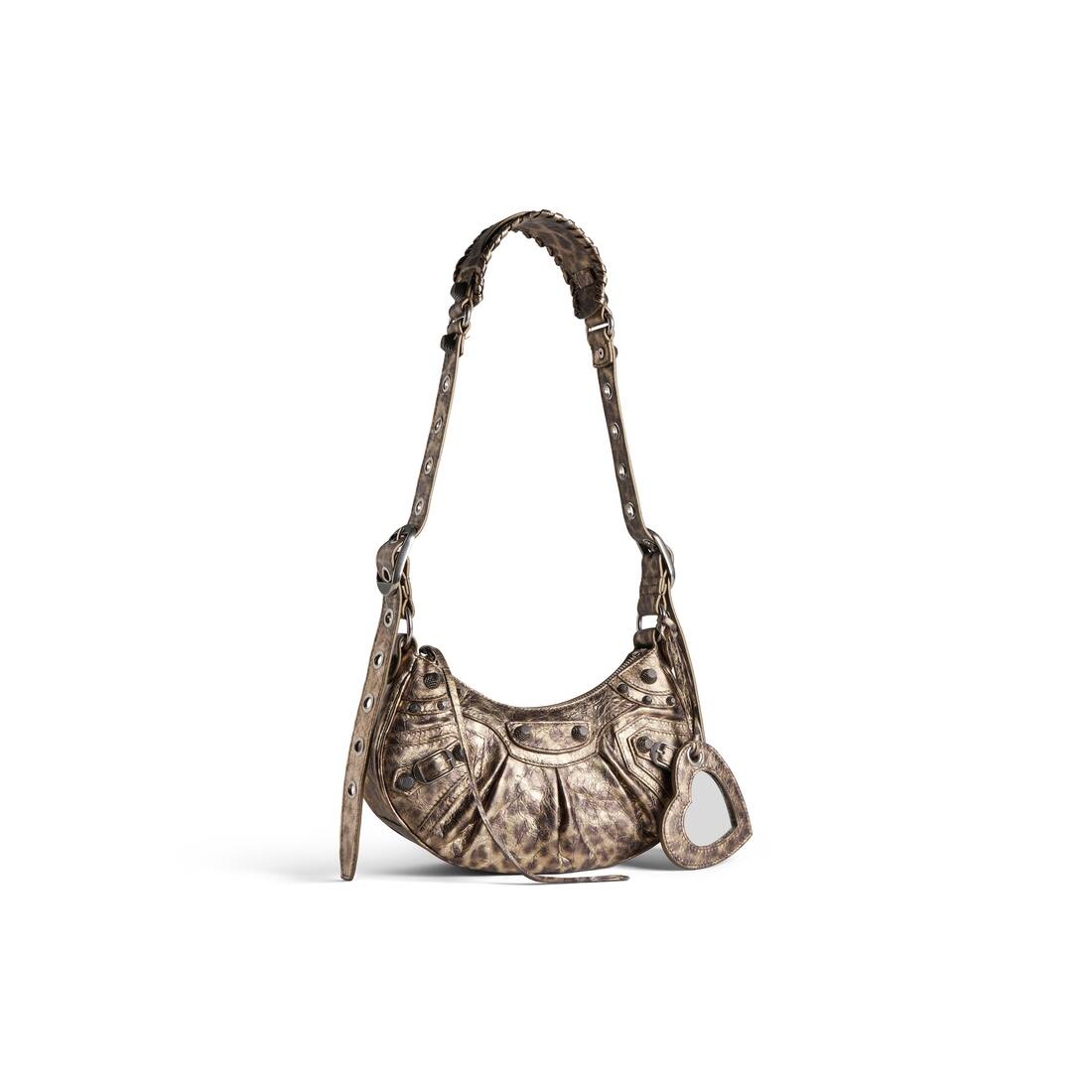 Women's Le Cagole Xs Shoulder Bag Metallized With Leopard Print  in Brown - 2
