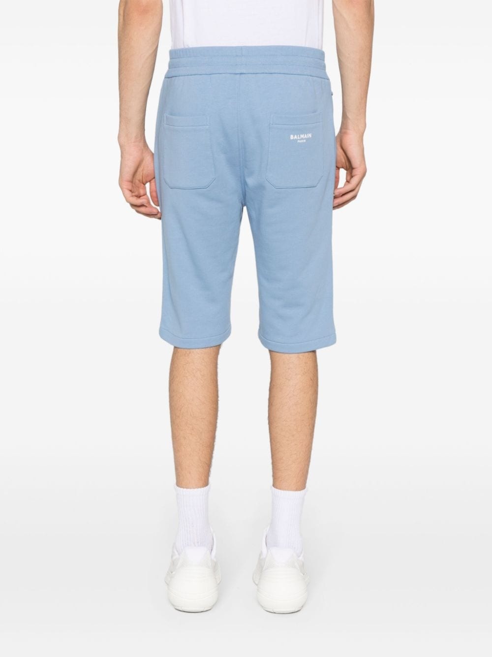 logo-flocked cotton track shorts - 4