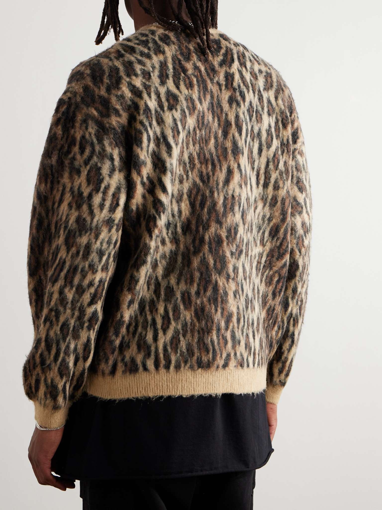 Leopard-Jacquard Brushed-Knit Cardigan - 4