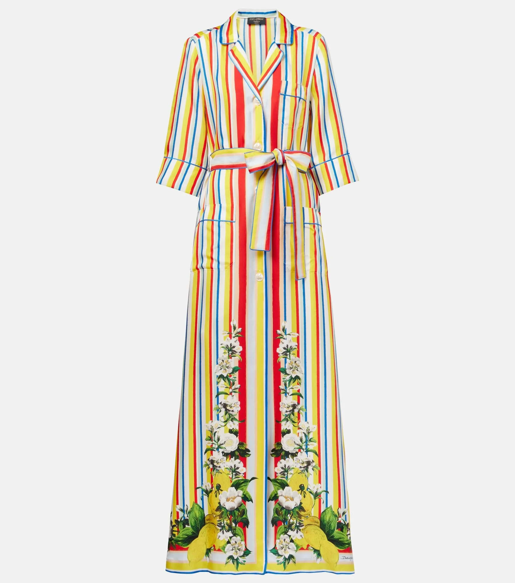 Belted striped silk shirt dress - 1